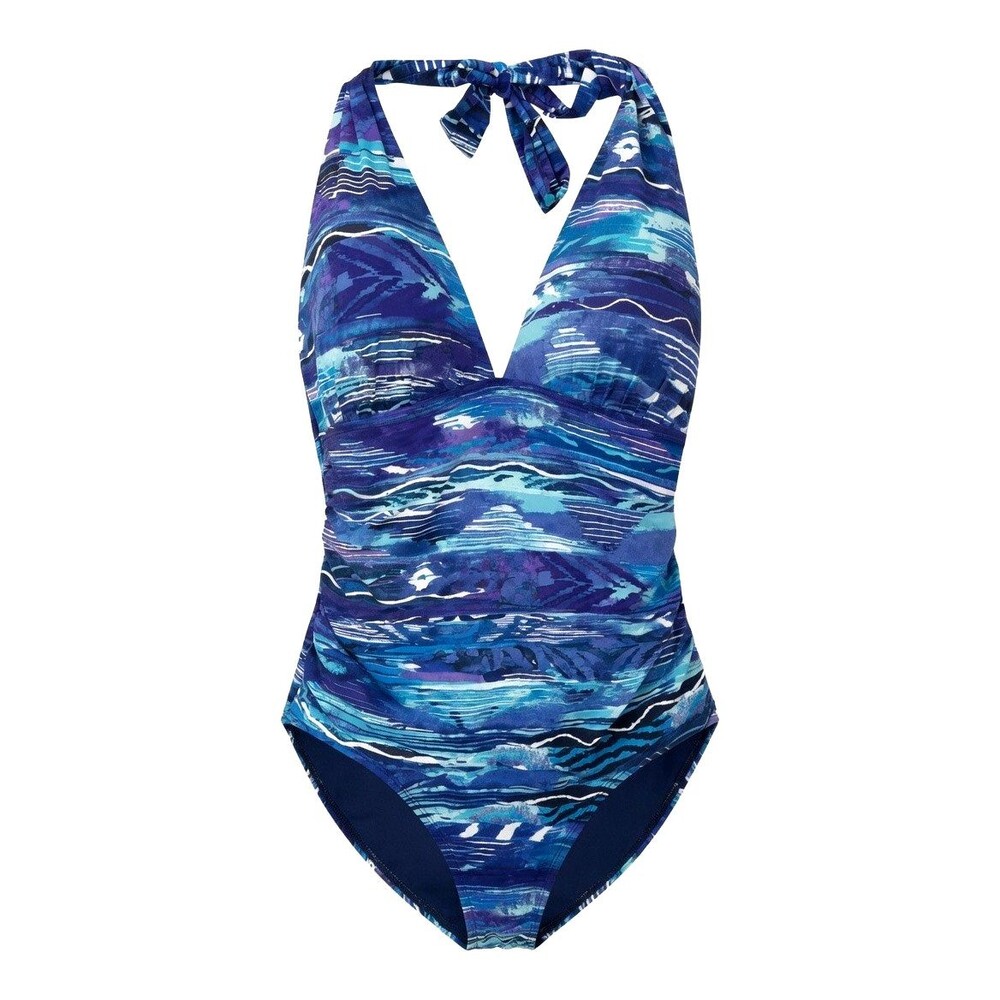 Lauren Ralph Lauren One Piece Swimsuit Womens 16 Printed Halter Tummy Control EU